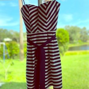 Forever 21 Navy/white striped mini strapless dress